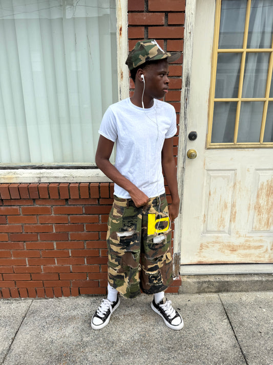 “Team B” Green Camo Jorts
