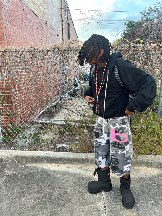 “Team B” Grey Camo Jorts